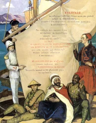 Les effets bénéfiques de la colonisation, vers 1920 (affiche)