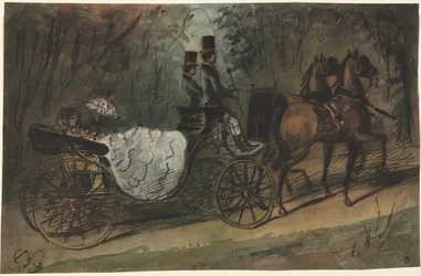 Carrosse dans le Bois de Boulogne, 1800s