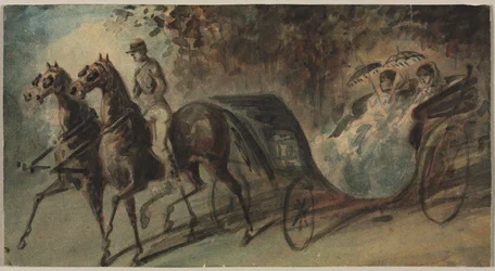 Carrosse dans le Bois de Boulogne, années 1800