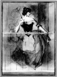 Dame au balcon, 19ème siècle, 1930