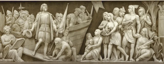 Débarquement de Christophe Colomb Le frise dans la rotonde du Capitole des États-Unis, 1860-1873