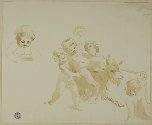 Putti jouant avec une chèvre