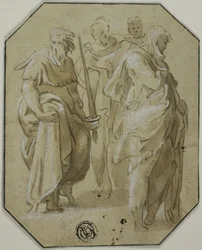 Saint Paul et trois autres personnages debout