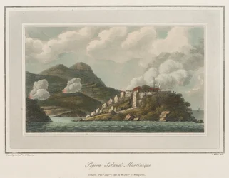 Île aux Pigeons en Martinique. Lithographie par le Révérend Cooper Willyams (1762-1816)