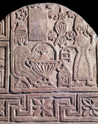 Jésus lavé par deux nourrices (relief de stèle, 6ème siècle)