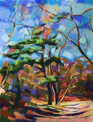 Scène forestière haute en couleur