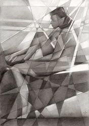 Figure cubiste contemplative