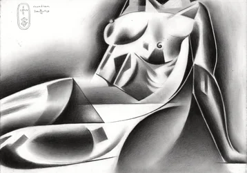 Femme allongée de style cubiste