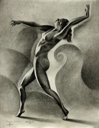 Danseuse nue en mouvement