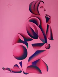 Femme géométrique pensive