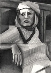 Femme géométrique pensive