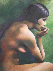 Femme nue pensive