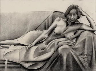 Figure allongée et pensive