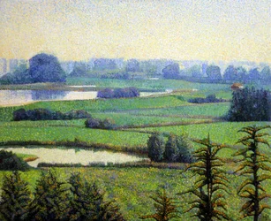 Paysage pointilliste serein