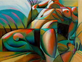 Nu abstrait aux couleurs vives