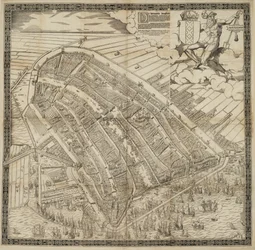 Allemand : Die berühmte Handelsstadt Amsterdam
Dutch : De vermaerde koopstadt van Amstelredam