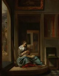 Femme épluchant une pomme