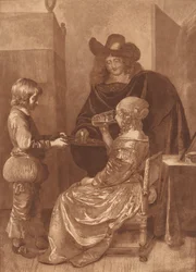 Cavalier et dame avec un page