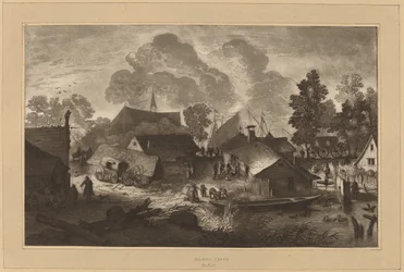 Village avec étang, vers 1782