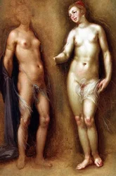 Étude de deux nus féminins