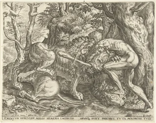Hercule étrangle le lion de Némée (Travaux d