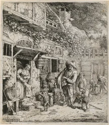 Joueur de lyre avec son chien dansant