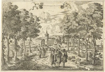 Promeneurs et un château