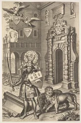 Portrait allégorique du comte Tassis, illustration de Jean Jacques Chifflet, Les marques..., 1645