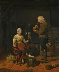 Famille de paysans dans leur maison