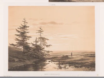 Paysage avec coucher de soleil