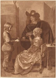 Cavalier et dame avec un page