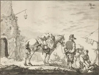 Homme avec cheval près d