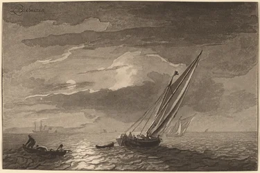 Paysage marin avec pleine lune