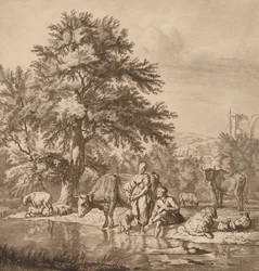 Berger et bergère avec leur troupeau, 1763, publié 1765