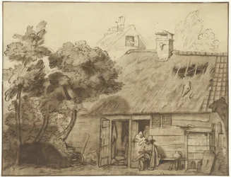 Dessinateur devant une ferme