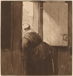Femme penchée sur une porte basse, 1761, publié en 1765