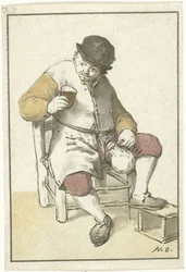 Paysanne assise avec une cruche