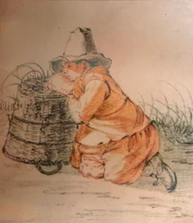 Un garçon se reposant sur un panier, 17ème siècle, 1929
