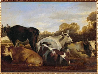 Vaches (peinture sur bois de chêne)