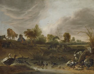 Paysage avec des animaux