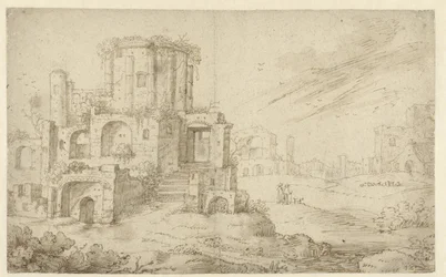 Paysage avec des ruines antiques