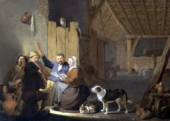 Paysans buvant dans une grange, 1634