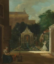 Un jardin de maison de canal à Amsterdam