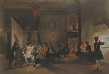 Intérieur avec officiers militaires