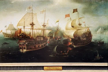Scène de bataille navale