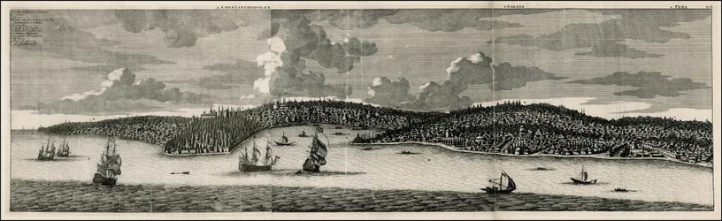 Vue de Constantinople et de Pera par Cornelis De Bruyn en 1698