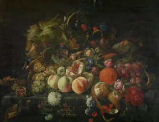 Nature morte aux fleurs et aux fruits, vers 1670 (huile sur toile)