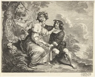 Berger et bergère dans un paysage