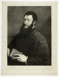 Portrait du poète Pietro Aretino, tiré du Cabinet Reynst ; Variarum imaginum a celeberrimis artificibus pictarum Caelaturae (Cabinet Reynst : Gravures de diverses images peintes par des artistes célèbres)
