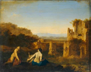 Baigneuses près de ruines antiques ...